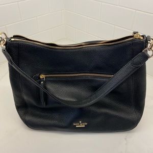 Black pebbled leather shoulder/crossbody bag